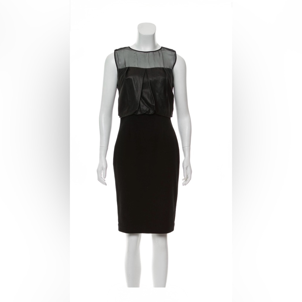 L'AGENCE Wool-Blend Leather-Trimmed Dress